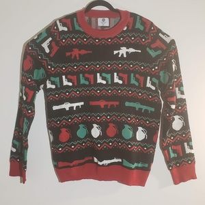 Ugly Christmas Sweater Guns Grenade Military FUNNY
